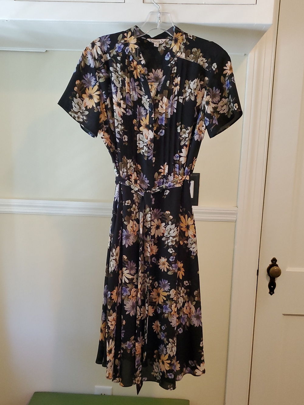 NWOT -Nanette Lepore Black Midi Dress Floral Print
